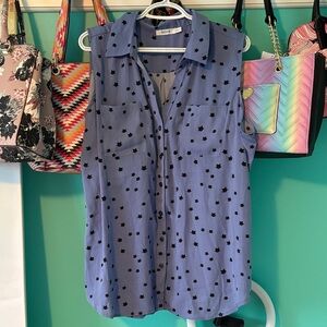 NWOT Ricki’s Blue Sleeveless Top with Black Kitty Cat Pattern 🐈‍⬛